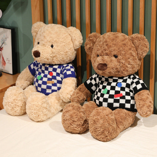 Soft Cool Plaid Sweater Teddy Bear - Aixini Toys