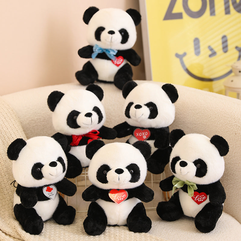 Cute Chubby Stuffed Animal Panda with Love Valentine’s Day Plush - Aixini Toys