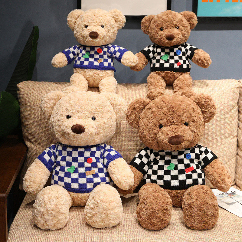 Soft Cool Plaid Sweater Teddy Bear - Aixini Toys