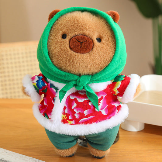 Flower Cotton Jacket Capybara - Internet celebrity's same style transformed into capybara doll cute plush doll toy, children's birthday gift Capibala doll
