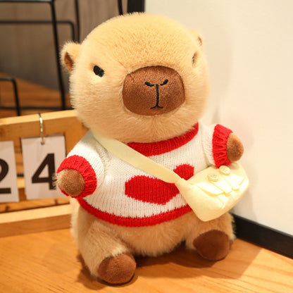 23 CM / 9 inch Cute Capybara Doll Sweater Backpack Capybara Doll Children's Plush Toy Gift