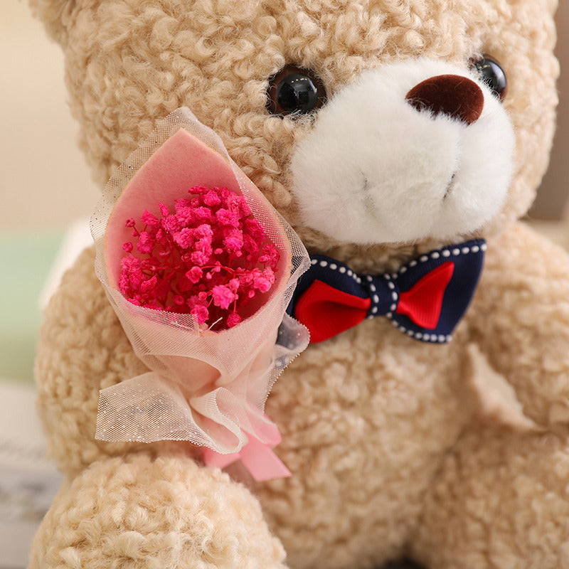 Cute Romantic Flower Bouquet Bow Christmas Teddy Bears Gift Doll - Aixini Toys