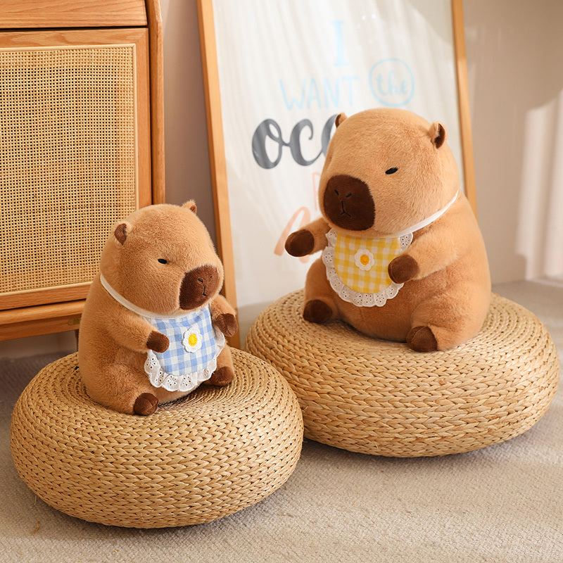 Cute Capybara Plush with Flower Bib Plushies - Aixini Toys