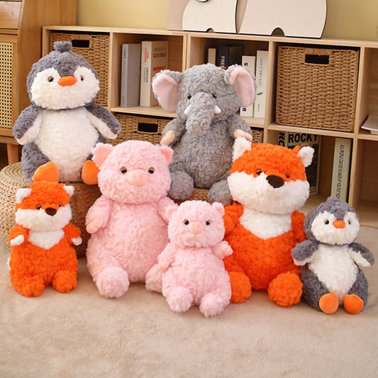 New Cute Soft Plush Doll Elephant Piggy Penguin Fox Dolls - Aixini Toys