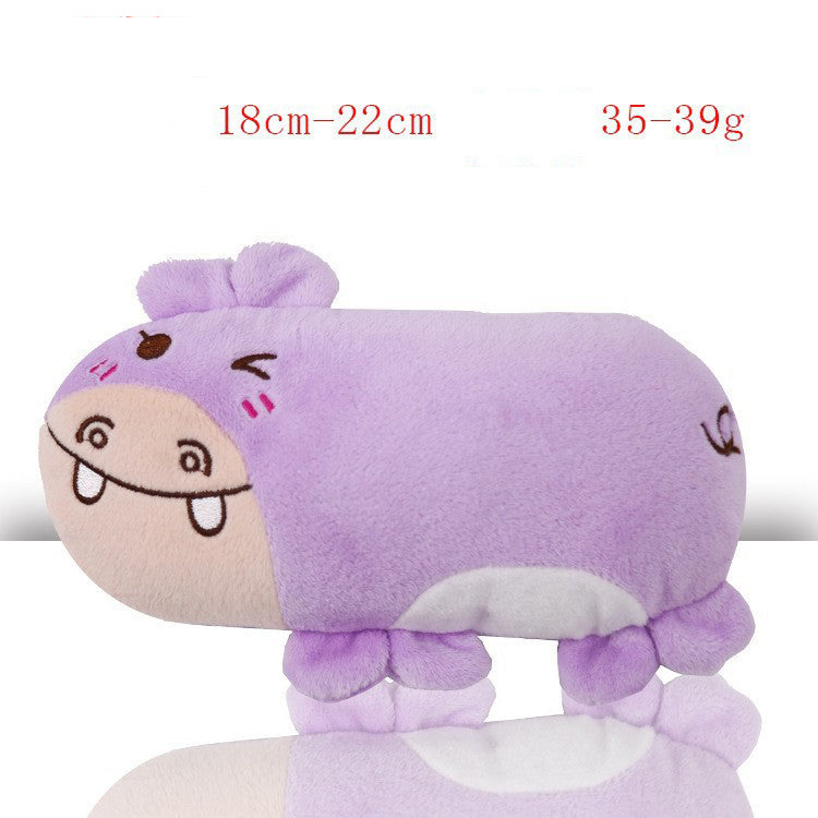 22 CM / 9 inch Pillow Purple Hippo - Plush Dog French Bulldog Bite Resistant Ball Rope Sound Toy Fruit Cartoon Animal Cat Pet Supplies
