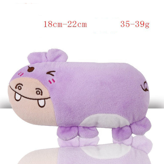 22 CM / 9 inch Pillow Purple Hippo - Plush Dog French Bulldog Bite Resistant Ball Rope Sound Toy Fruit Cartoon Animal Cat Pet Supplies