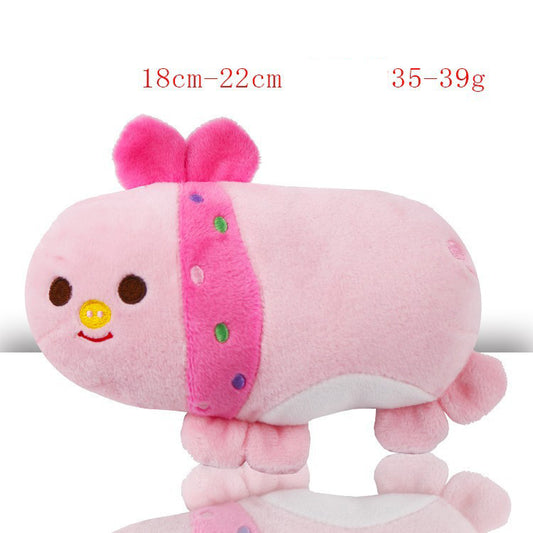 22 CM / 9 inch Pillow Pink Rabbit - Plush Dog French Bulldog Bite-Resistant Ball Rope Sound Toy Fruit Cartoon Animal Cat Pet Supplies\