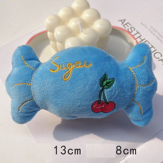 13 CM / 5 inch Toy Candy Blue Plush Toy - Plush Dog French Bulldog Bite Resistant Ball Rope Sound Toy Fruit Cartoon Animal Cat Pet Supplies