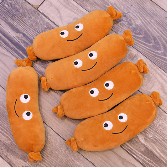 Yellow sausage plush pillow