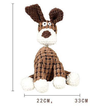 33 CM / 13 inch Pineapple Plaid Toy Brown Horse - Plush Dog French Bulldog Bite Resistant Ball Rope Sound Toy Fruit Cartoon Animal Cat Pet Supplies