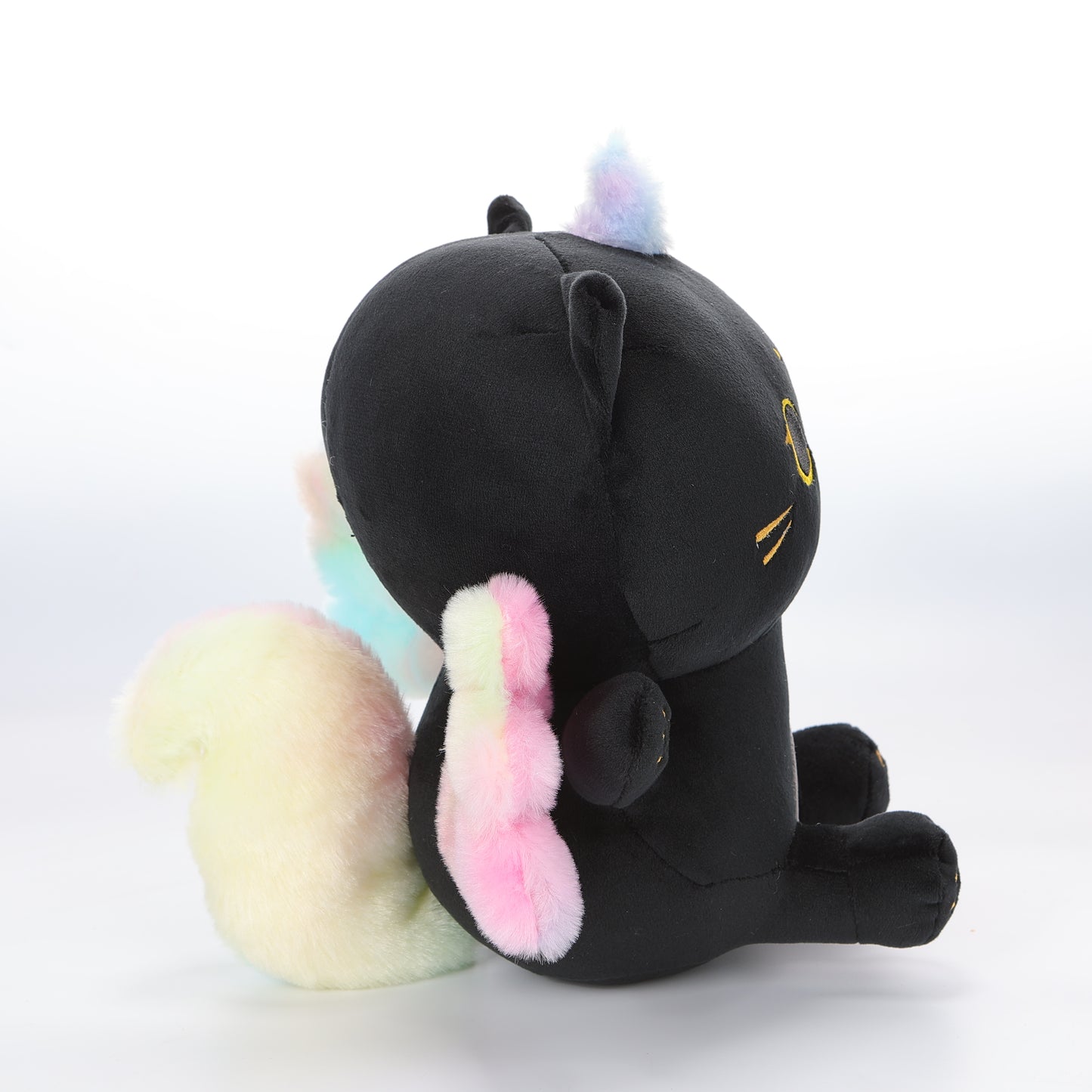 25 CM / 10 inch Cute Black Cat Unicorn Plush Stuffed Unicorn Cat Animal Plush Toy, Plush Toy with Rainbow Wings