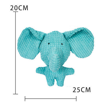 25 CM / 10 inch Corn Grid Toy Blue Elephant - Plush Dog French Bulldog Bite Resistant Ball Rope Sound Toy Fruit Cartoon Animal Cat Pet Supplies