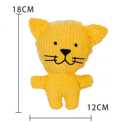 18 CM / 7 inch Corn Grid Toy Yellow Lion - Plush Dog French Bulldog Bite Resistant Ball Rope Sound Toy Fruit Cartoon Animal Cat Pet Supplies