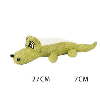 27 CM / 11 inch Corn Grid Toy Crocodile Grass Green - Plush Dog French Bulldog Bite Resistant Ball Rope Sound Toy Fruit Cartoon Animal Cat Pet Supplies