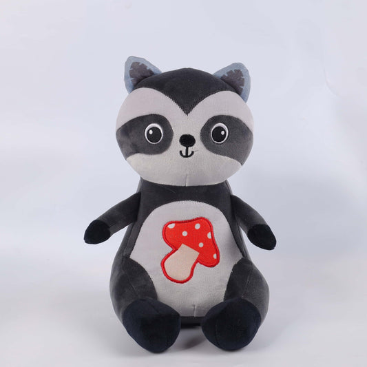 25CM / 10 inch Gray Raccoon Mushroom Animal Plushie Toy