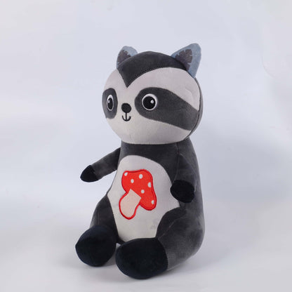 25CM / 10 inch Gray Raccoon Mushroom Animal Plushie Toy