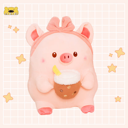Aixini Cute Boba Bubble Tea Plush Pig Stuffed Animal