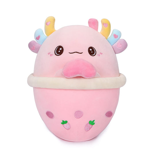 25 CM / 10 inch Axolotl Boba Plush Toy Bubble Tea Stuffed Animal Cute Soft Boba Milk Tea Food Plush Toy