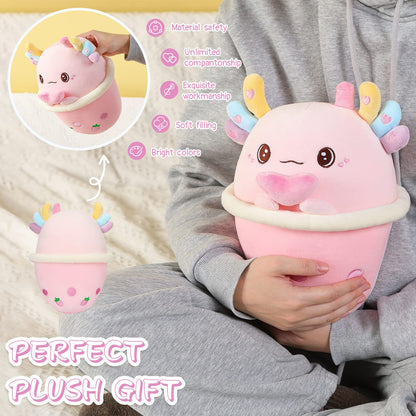 25 CM / 10 inch Axolotl Boba Plush Toy Bubble Tea Stuffed Animal Cute Soft Boba Milk Tea Food Plush Toy