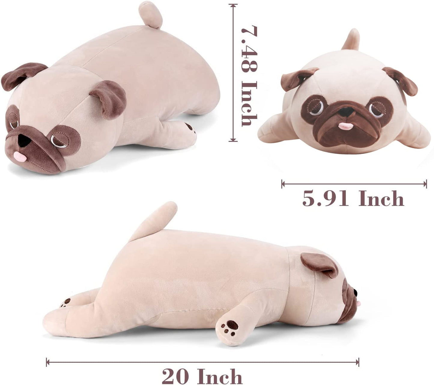 Aixini Cute Soft Lying Pug Dog Stuffed Animal Pillow Plush