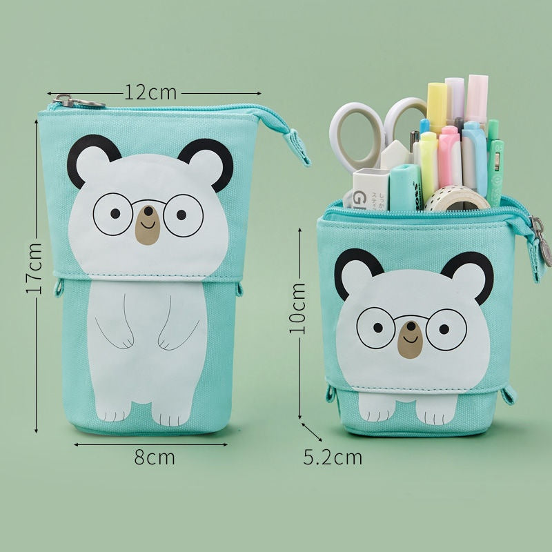 Aixini Cute Animal Standing Pencil Case Telescopic Pen Holder For Back To School Gifts