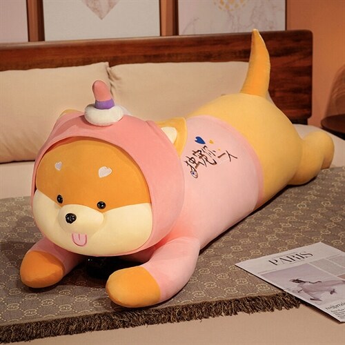 Aixini Cute Shiba Inu Dog Long Plush Body Pillow with Removable Hoodie