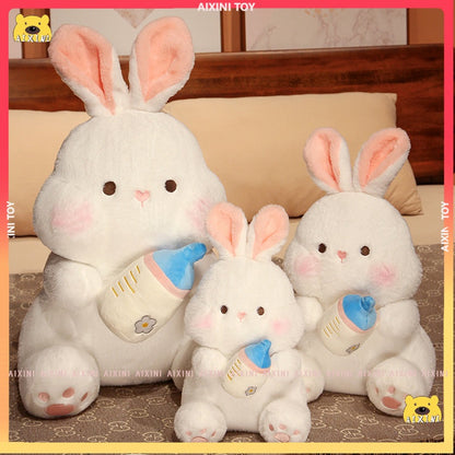 Aixini Bunny Doll Hold Feeding Bottle Rabbit Plush Toy